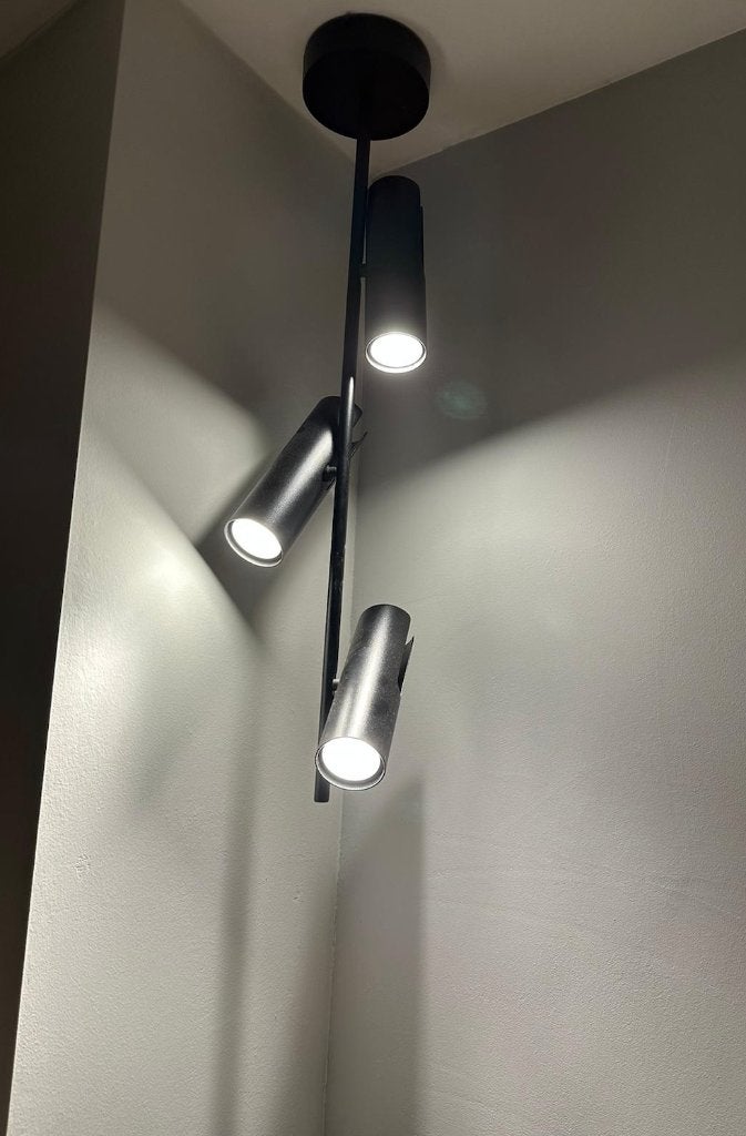 Moderne design plafondspot – Leda 3 zwart (3-lichts), Ophalen of Verzenden, Zo goed als nieuw, Metaal of Aluminium, Plafondspot of Wandspot