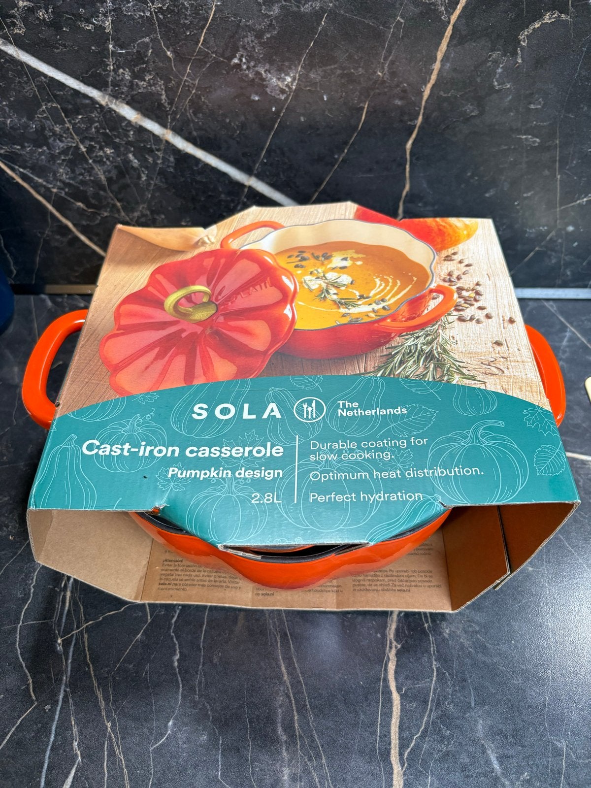 Sola Gietijzeren Pompoen Braadpan - 2.8L, Huis en Inrichting, Met deksel, Nieuw, Ophalen of Verzenden, Overige merken
