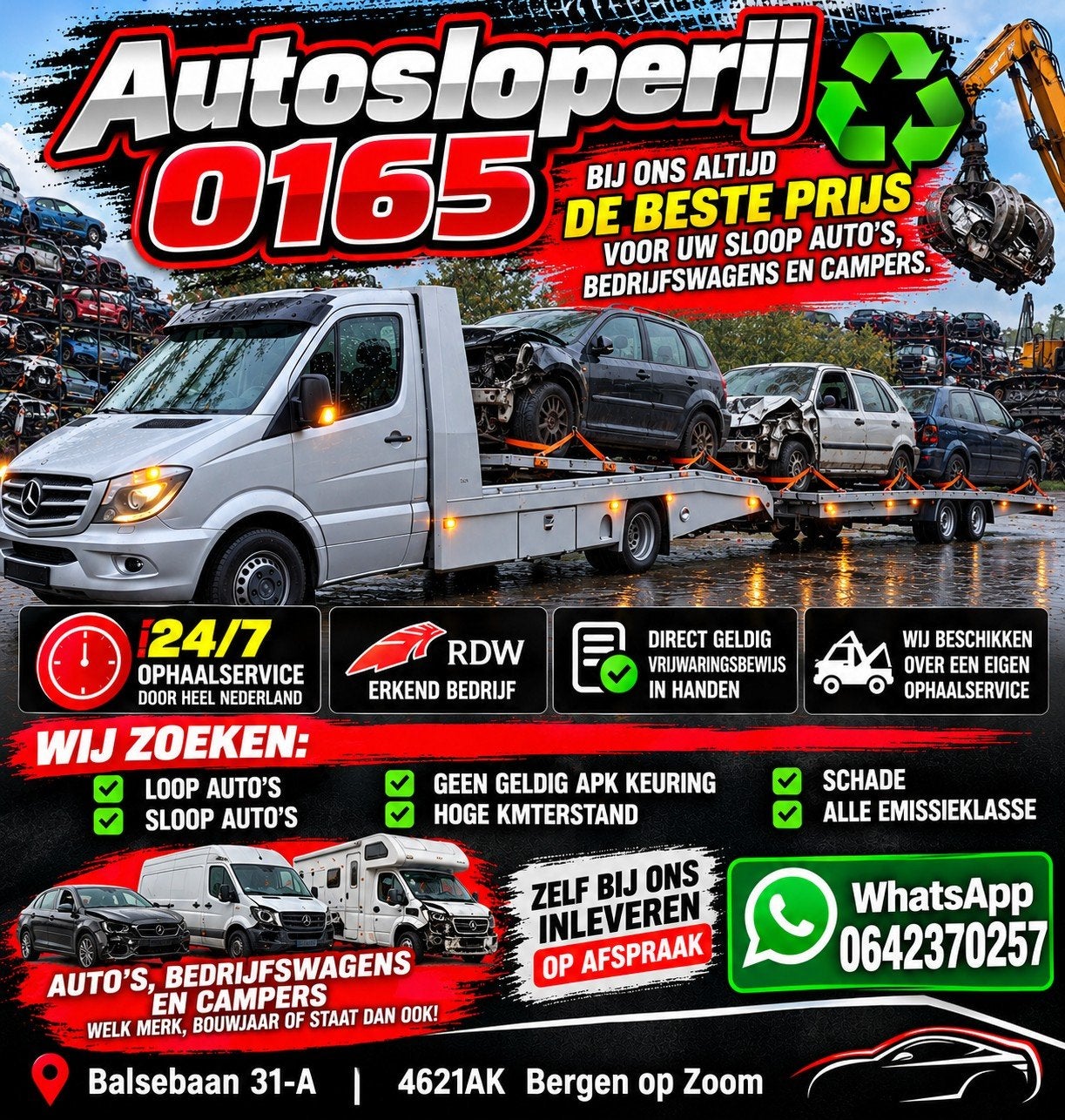 Met grote spoed Loop, Sloop, Schade auto's te koop gevraagd