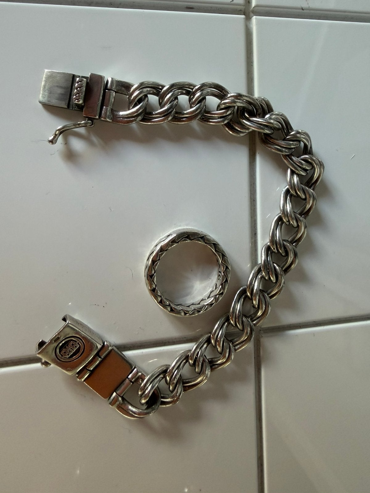Buddha to buddha armband en ring, Verzenden, Gebruikt, Zilver
