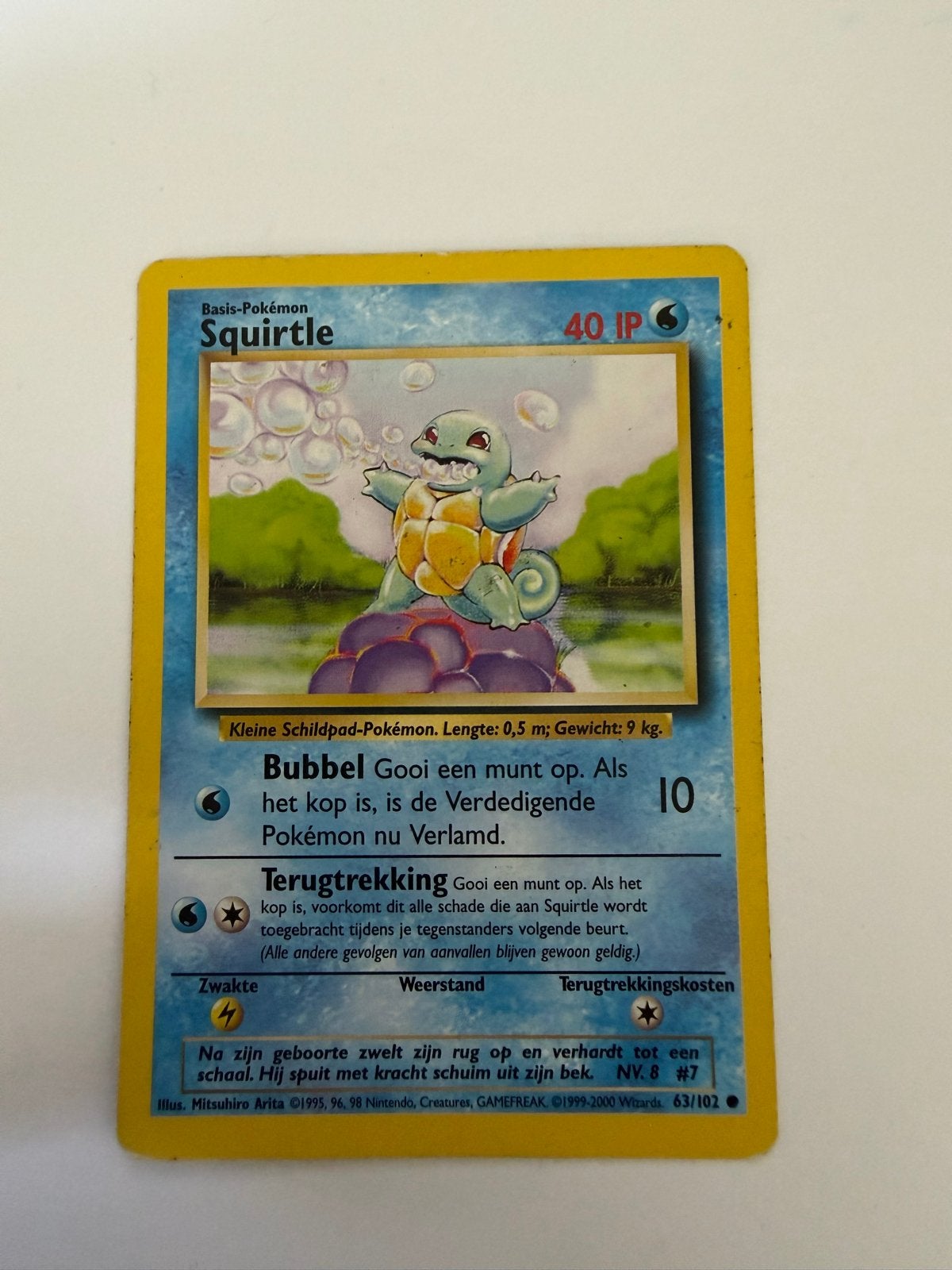 Squirtle Basis-Pokémon Kaart - 1999-2000 Wizards 63/102, Ophalen, Gebruikt, Losse kaart