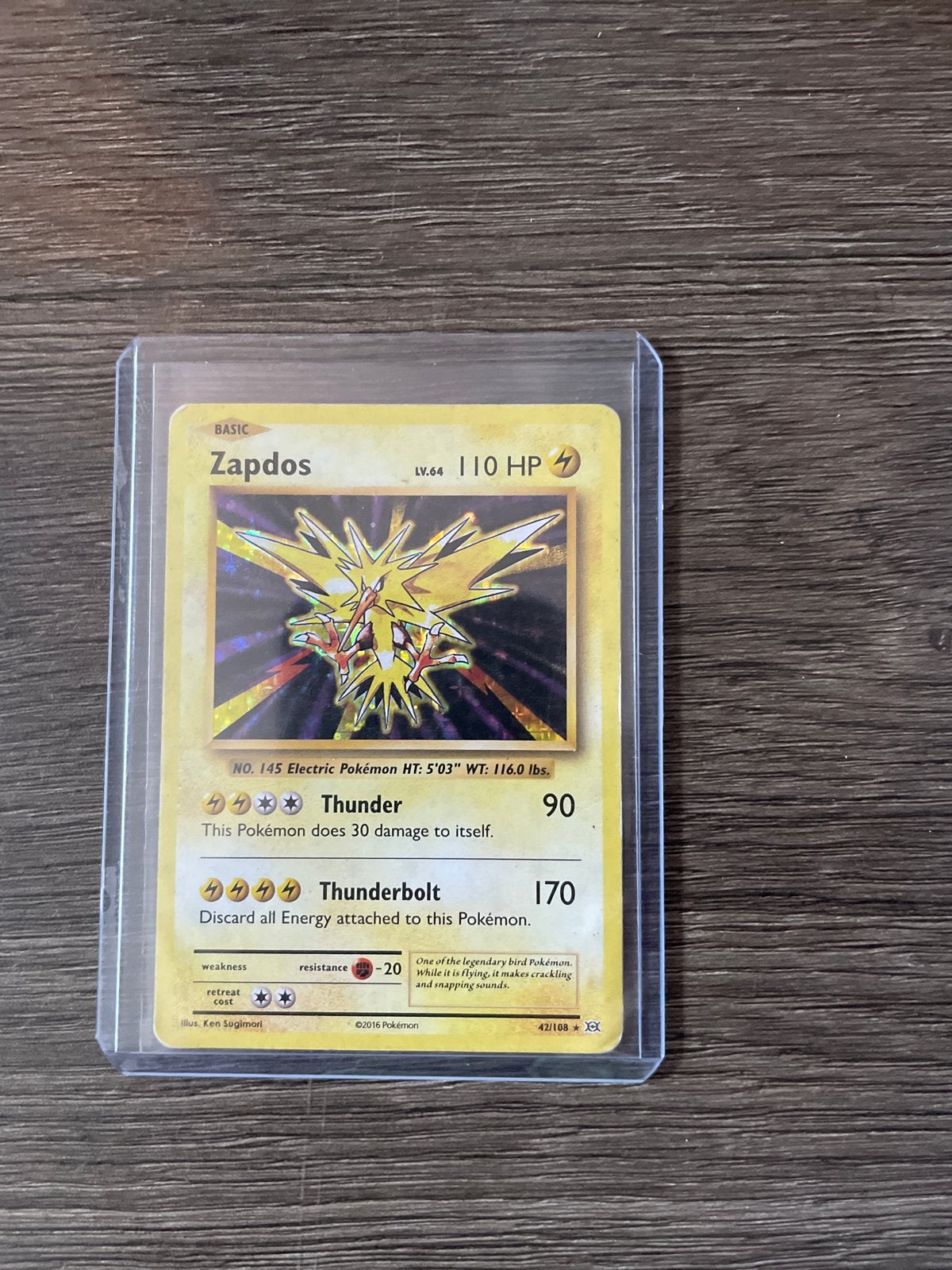 Zapdos Pokémon kaart - 2016 XY Evolutions 42/108, Ophalen of Verzenden, Zo goed als nieuw, Losse kaart