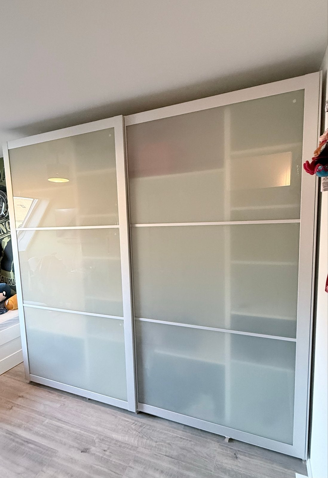 IKEA PAX kast met schuifdeuren en glazen panelen, Ophalen, Gebruikt, 200 cm of meer, Overige houtsoorten