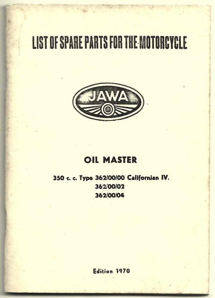 Jawa 362 Oil Master spare parts list (1680z), Ophalen of Verzenden, Overige merken