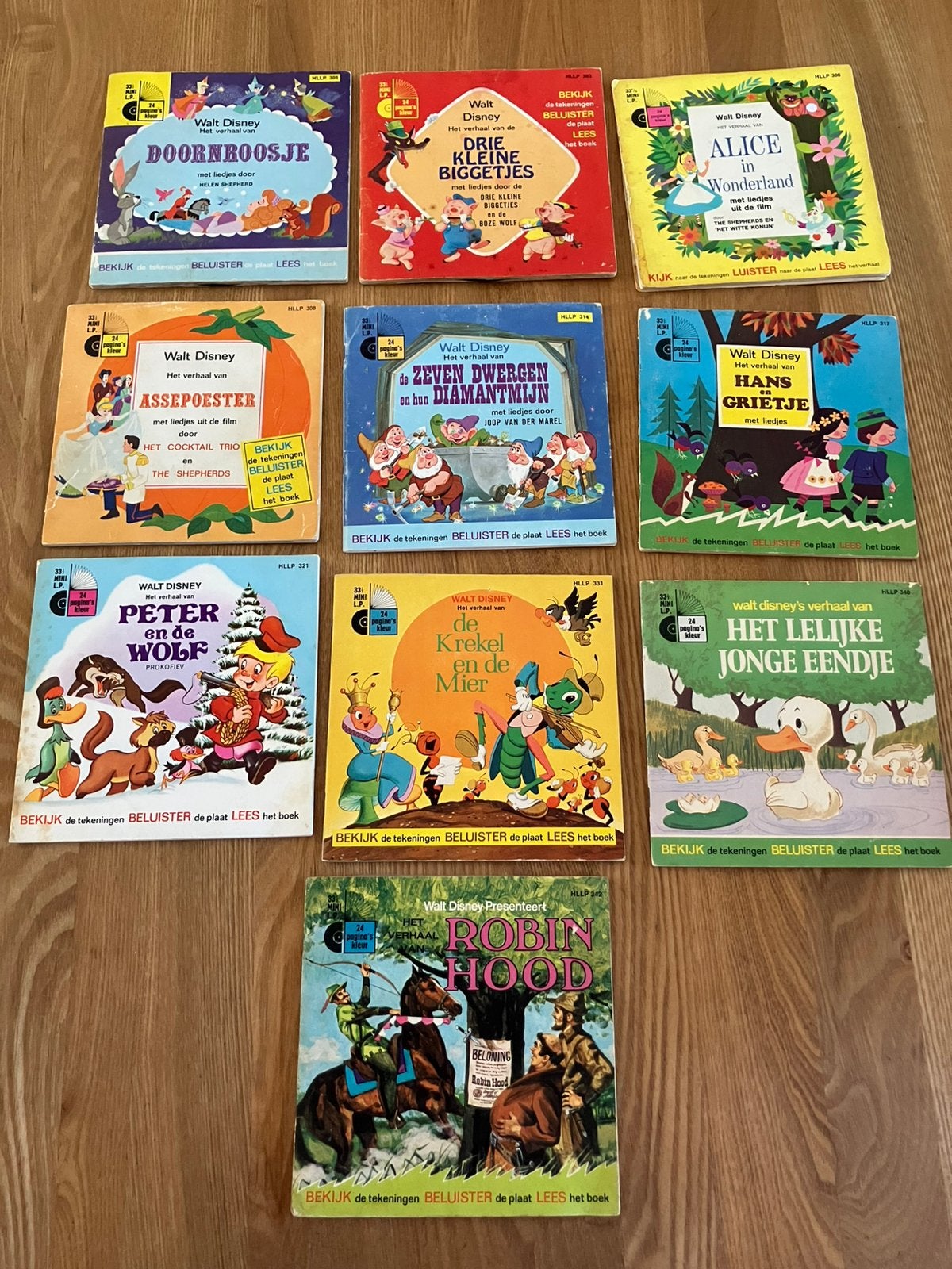 10 Walt Disney Luister en Leesboekjes met vinyl