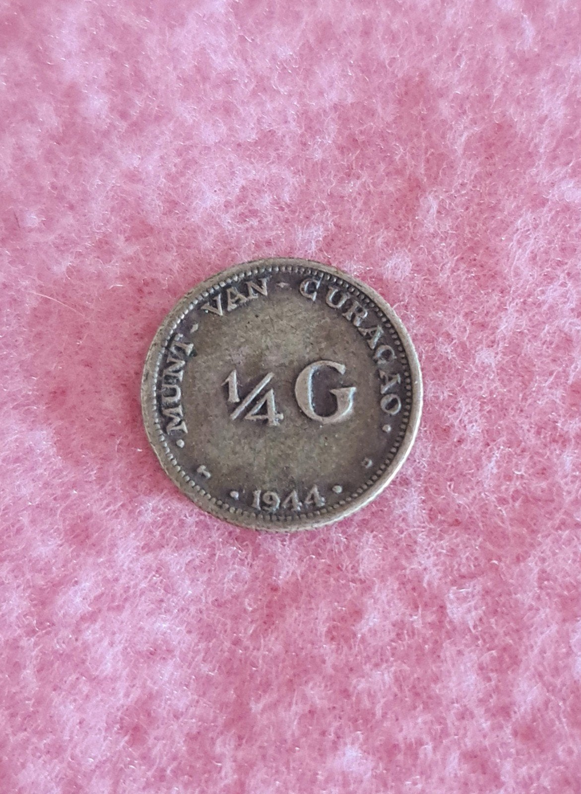Zilveren ¼ gulden munt uit 1944 van Curaçao - A22, Zilver, Koningin Wilhelmina, Losse munt, Overige waardes