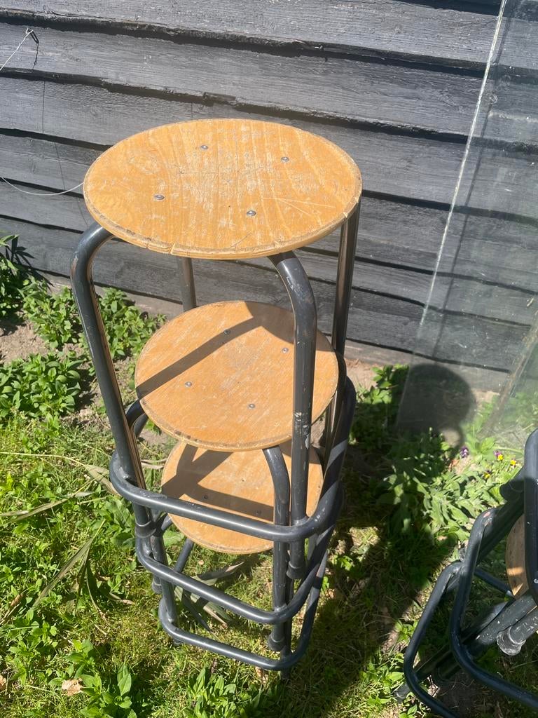 6x retro atelier krukken 60cm, Ophalen, Gebruikt, Hout