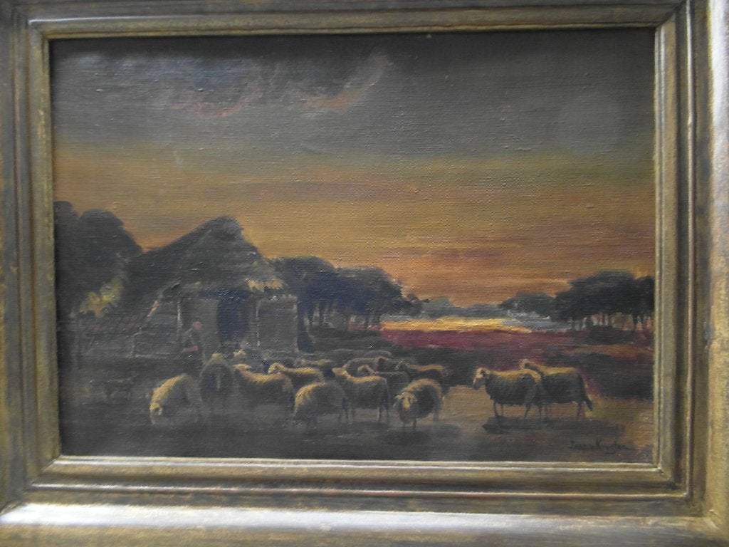 Oud schilderij Jaap van Kregten 2switchonline, Antiek en Kunst, Ophalen, Doek, Dieren, Klassiek