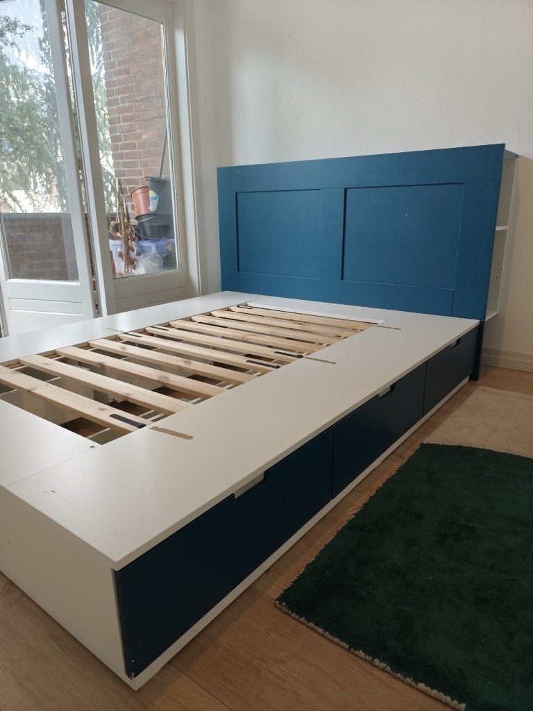 Ikea NORDLI bedframe + hoofdeinde, Ophalen, Overige materialen, Gebruikt, Blauw