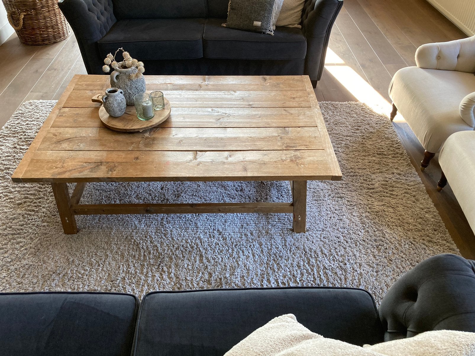 Tapijt 190x280 cm  dik kamertapijt licht stone grey kleur, Ophalen, Gebruikt, Rechthoekig