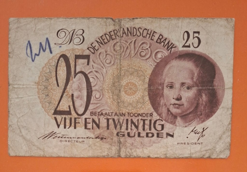 Bankbiljet 25 gld. 1945 Meisje in blauw, Cat. PL65.a, Verzenden, 25 gulden, Los biljet