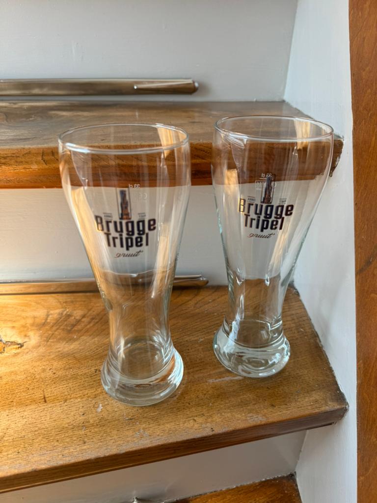 2x Brugge tripel bierglas 0,33L, Verzamelen, Ophalen of Verzenden, Zo goed als nieuw, Glas of Glazen, Overige merken