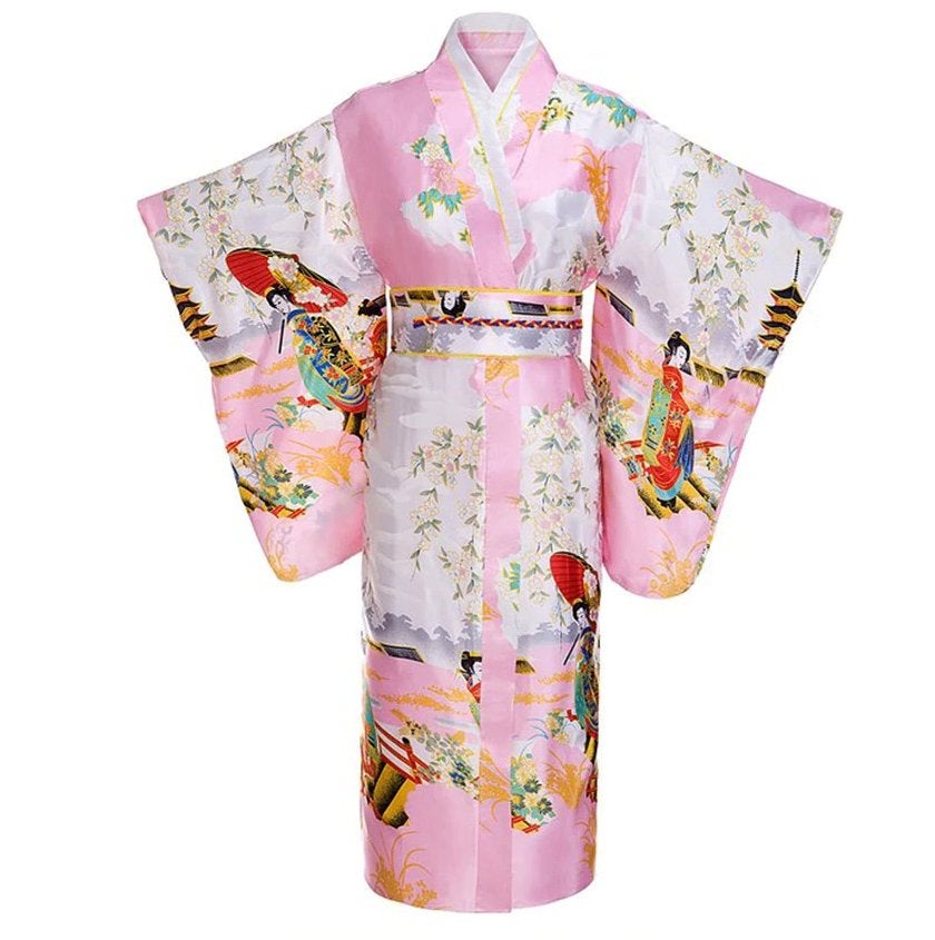 Roze kimono traditionele (japanse yukata met bloem dames), Verzenden, Nieuw