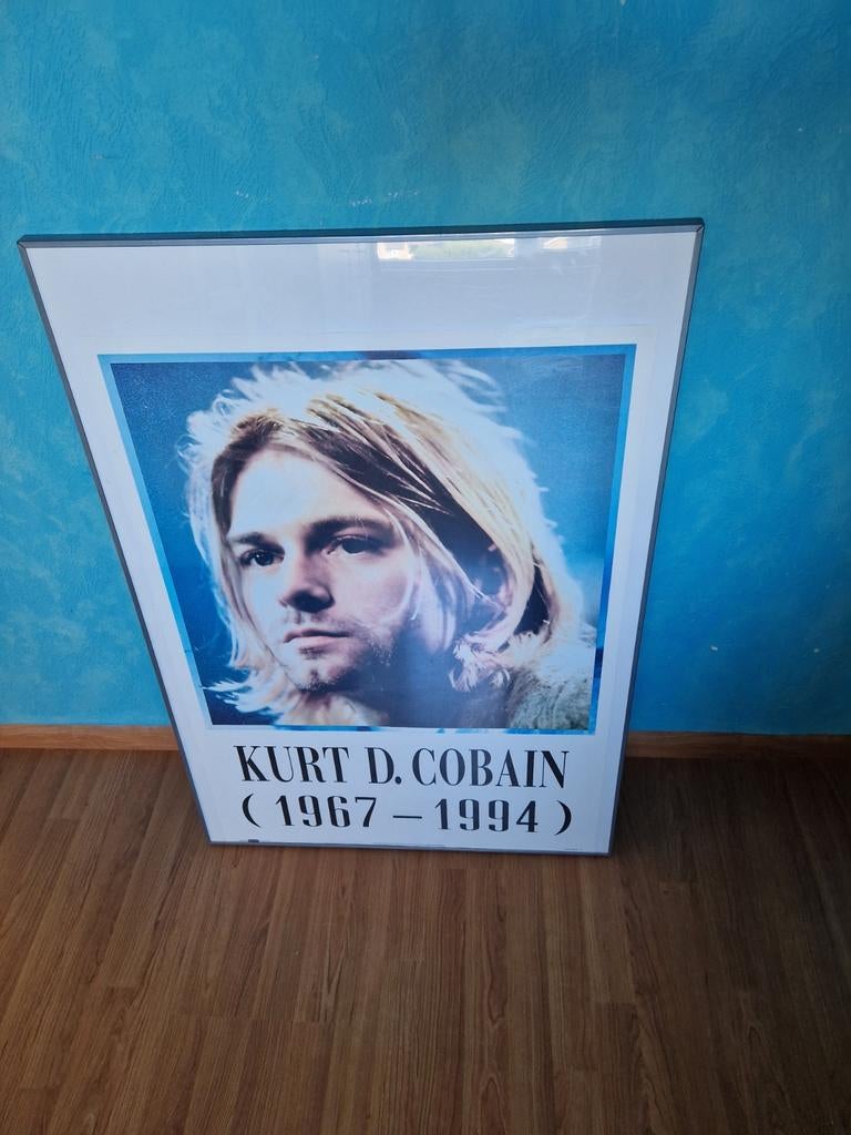 Ingelijste poster Kurt Cobain, Ophalen of Verzenden
