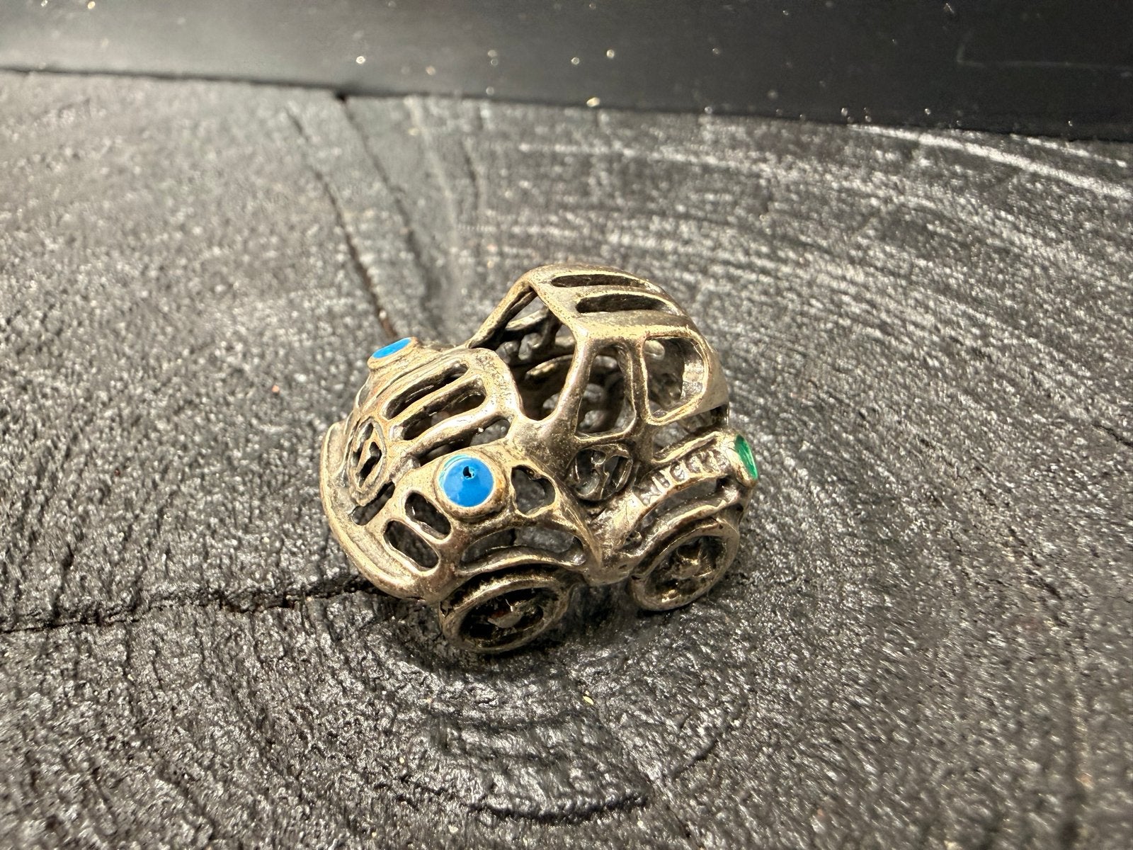 Zilveren Miniatuur Auto met Emaille Details, Antiek en Kunst, Verzenden, Zilver