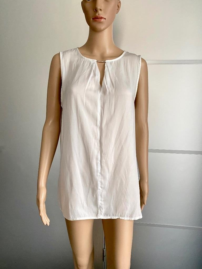 H406 Biba maat 42=L blouse blousje lang top gebr. wit, Kleding | Dames, Blouses en Tunieken, Wit, Maat 42/44 (L), Biba, Ophalen of Verzenden