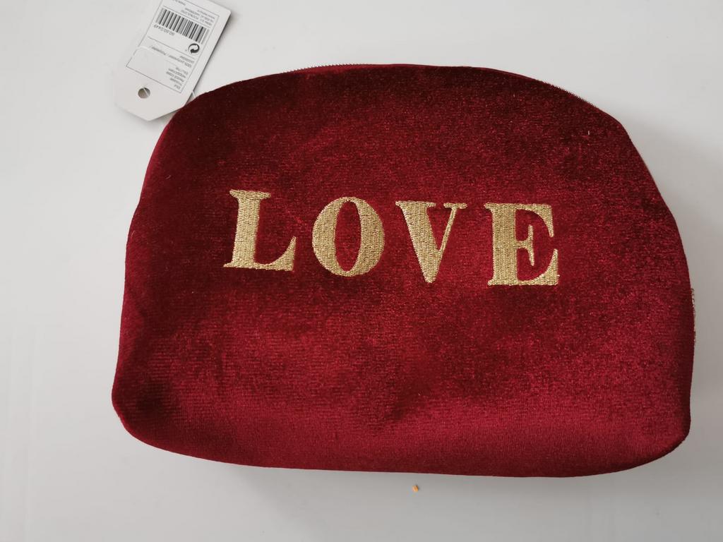 Mooie rode toilettas met 'LOVE' opdruk, 22x18 cm, Ophalen of Verzenden, Nieuw, Rood, Dame