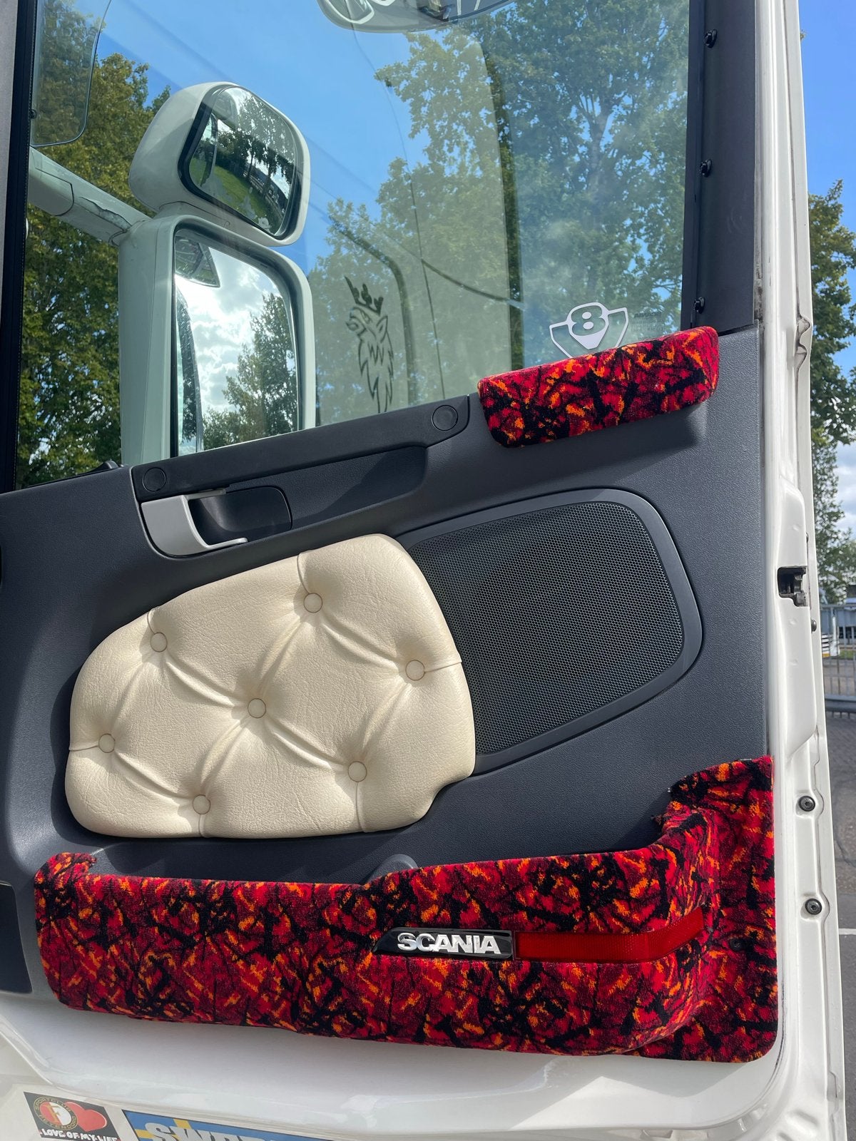 Deurpanelen rood pluche (m&m truckstyling) Scania R, Ophalen of Verzenden, Gebruikt