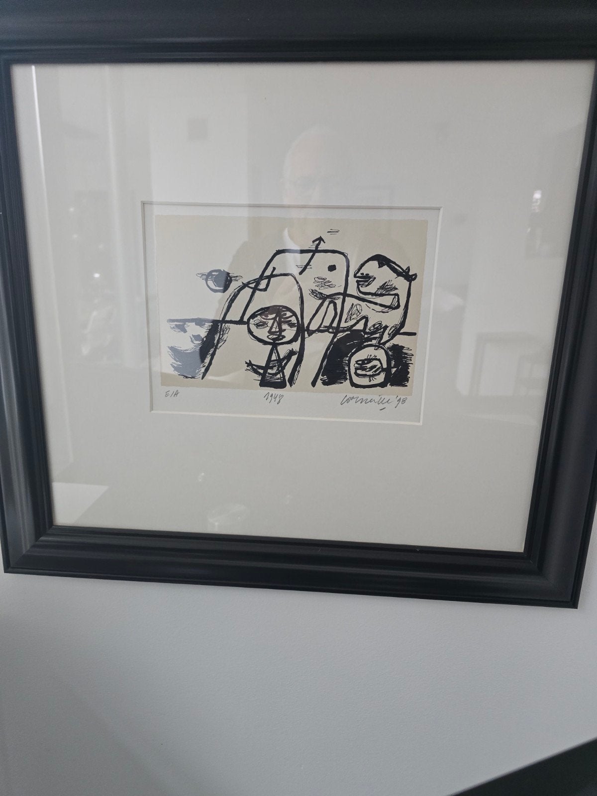 Corneille '98 - Abstracte Ets uit 1949, Ingelijst, Dagelijks leven, Ets, 1900 - 1949, Gesigneerd