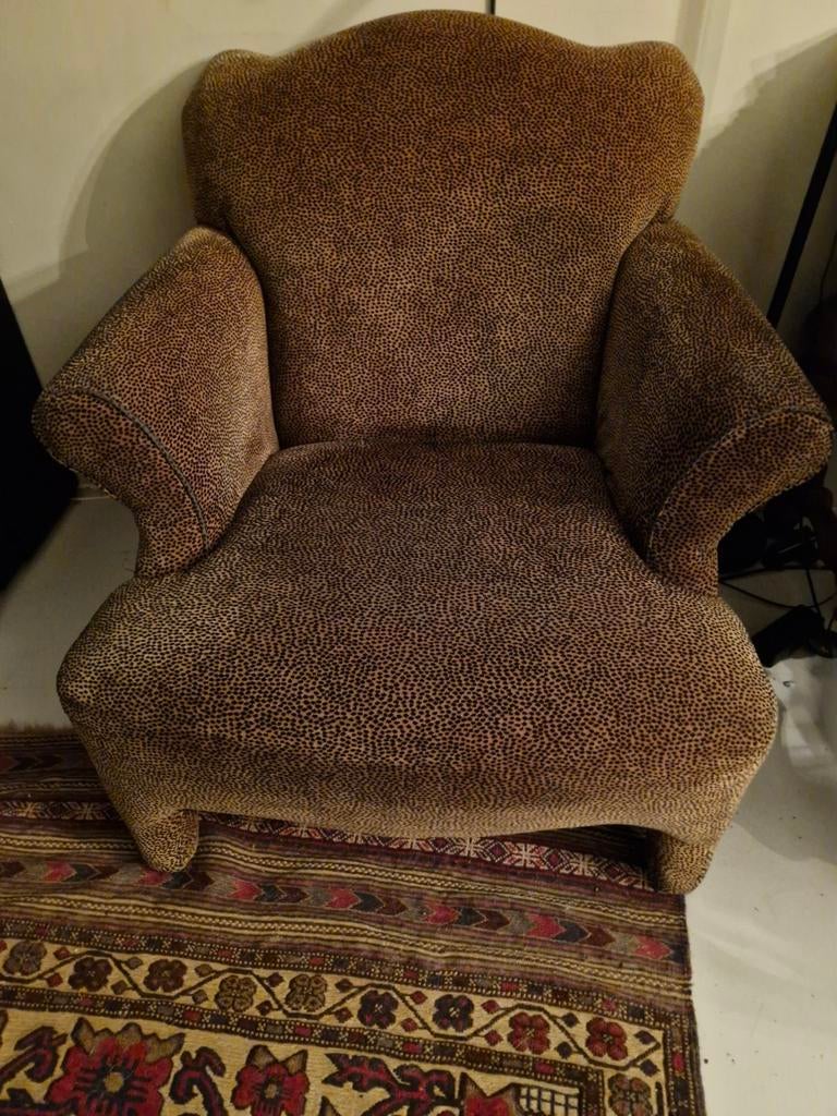 Comfortabele Leunstoel met Luipaardprint, Huis en Inrichting, Fauteuils, Gebruikt, Modern, Eclectisch, Dierenprint, 75 tot 100 cm