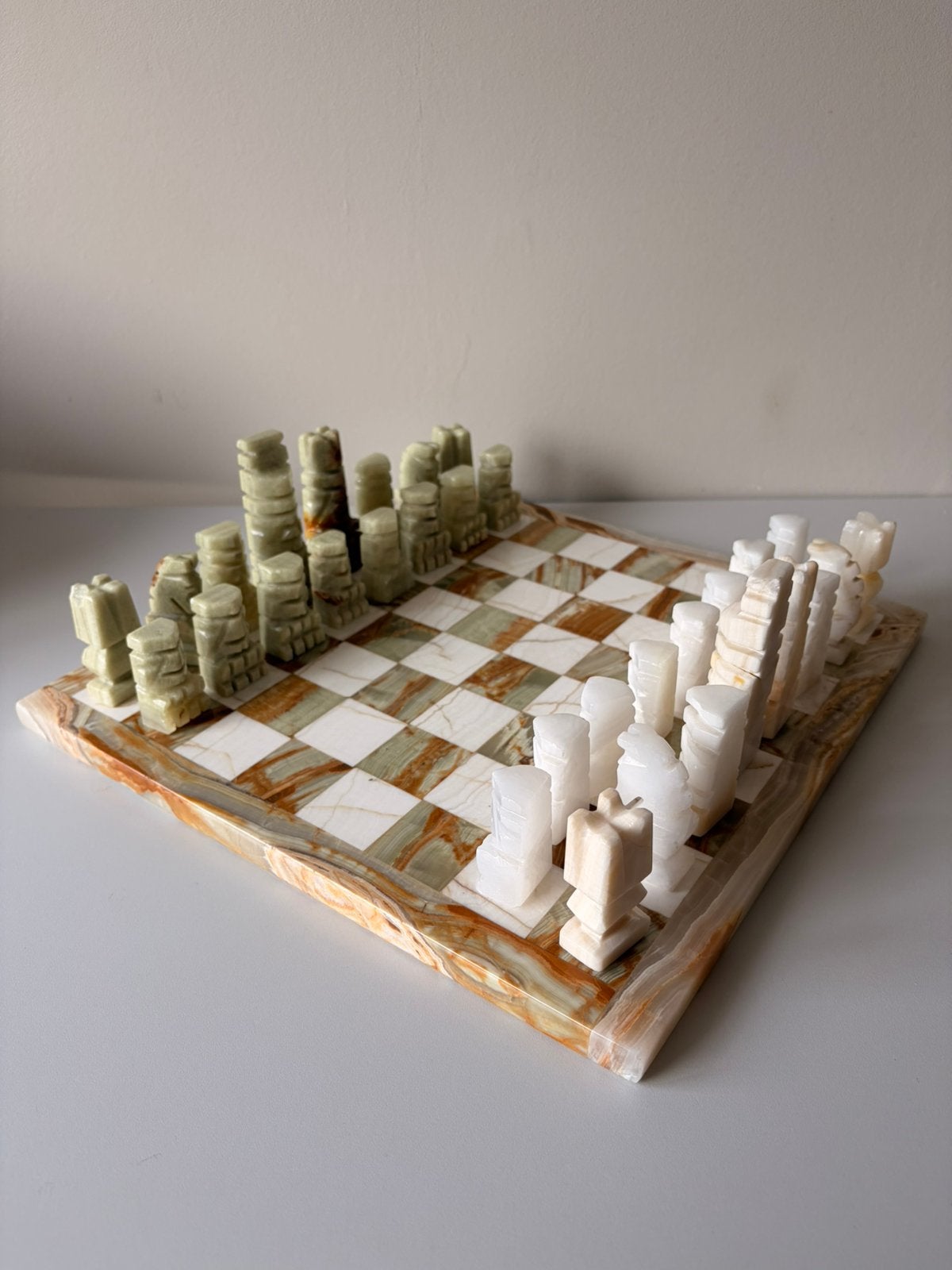Vintage onyx schaakspel, Hobby en Vrije tijd, Gezelschapsspellen | Bordspellen, Een of twee spelers, Ophalen of Verzenden, Gebruikt