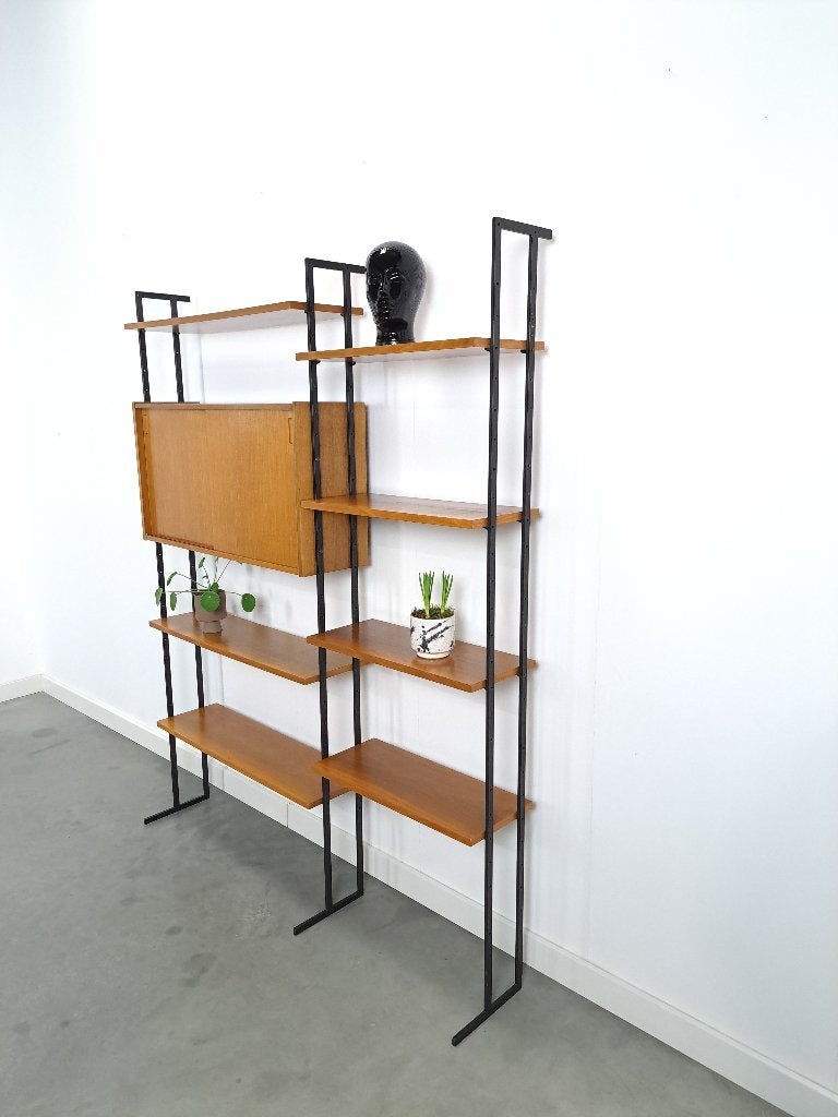 Modulair Omnia wandsysteem, Hilker, teak en staal, Huis en Inrichting, Teakhout, 150 tot 200 cm, Ophalen of Verzenden, 150 tot 200 cm