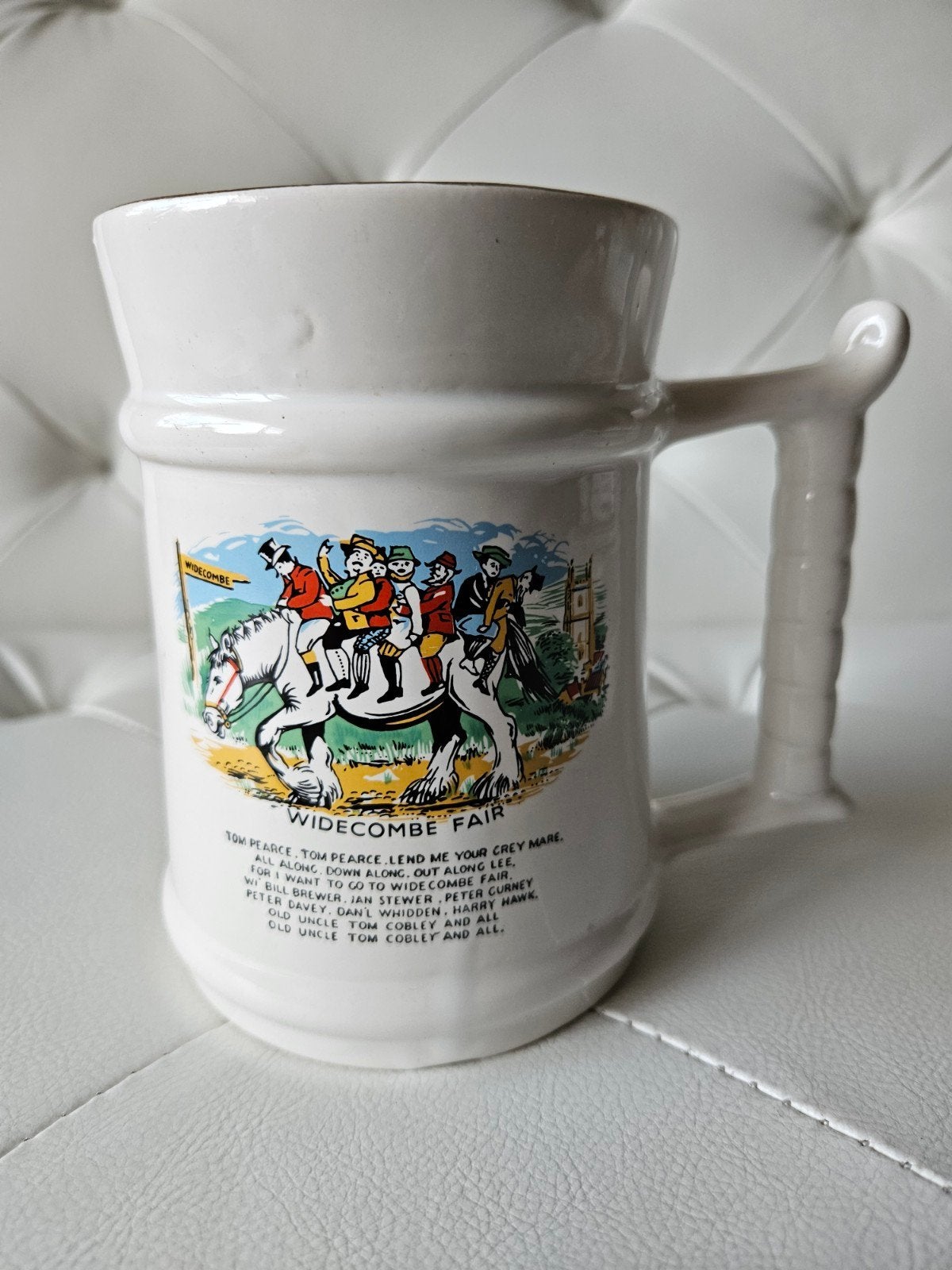 Bierpul mok met afbeeldingen kaart Devon en Widecombe Fair, Ophalen of Verzenden, Gebruikt, Pul(len), Overige merken