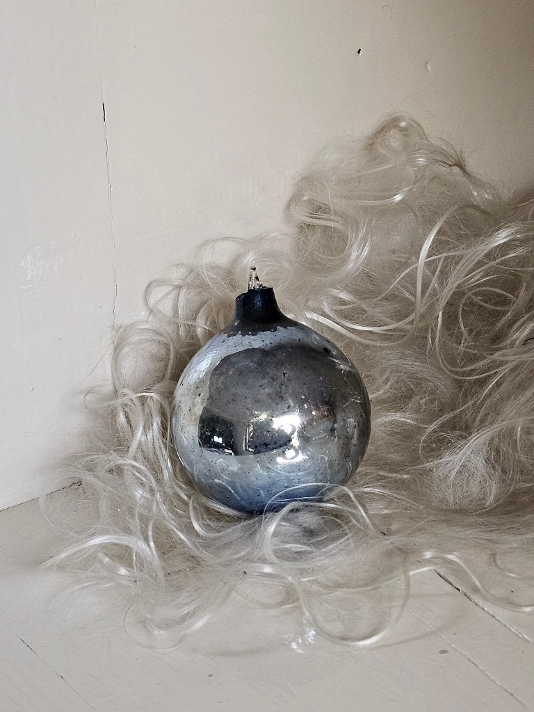 Oude Antieke AJEKO kerstbal / kleine bal blauwgrijs 34, Diversen, Ophalen of Verzenden