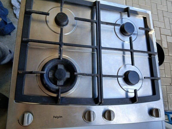 Pelgrim inbouw gaskookplaat RVS – 4 pits, Ophalen, Gebruikt, Minder dan 85 cm, 4 kookzones