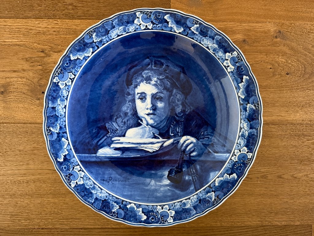 Groot Delftsblauw wandbord naar Rembrandt, Antiek en Kunst, Ophalen