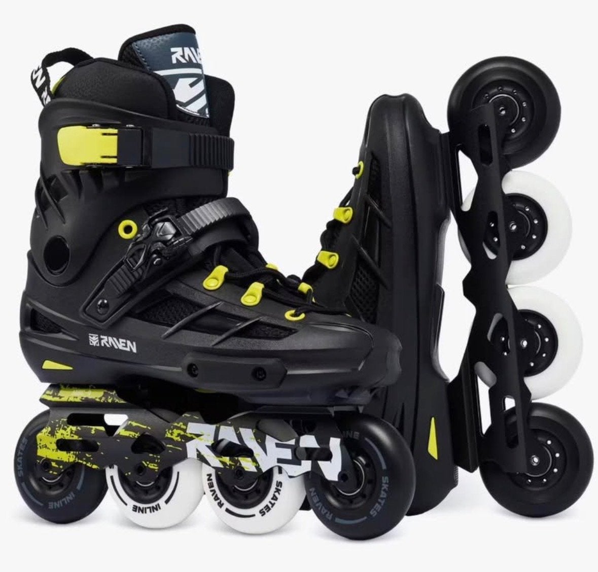 RAVEN Freestyle rolschaatsen Vestor black/lime 45, Sport en Fitness, Heren, Zo goed als nieuw, Inline skates 4 wielen, Ophalen