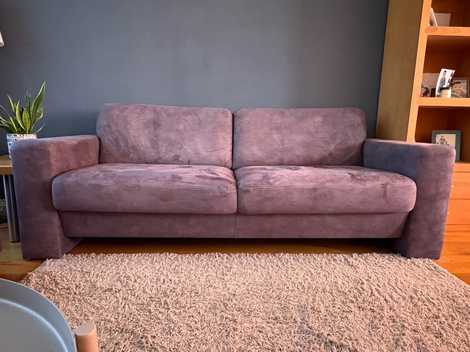 Mooie donkerblauwe 2,5 zits bank en  relaxfauteuil, Huis en Inrichting, Banken | Bankstellen, Ophalen of Verzenden, Zo goed als nieuw