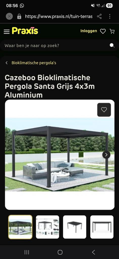 Cazeboo Pergola met verstelbaar lamellendak - Nieuw, Tuin en Terras, Overkappingen, Ophalen of Verzenden, Nieuw, Tuinpaviljoen