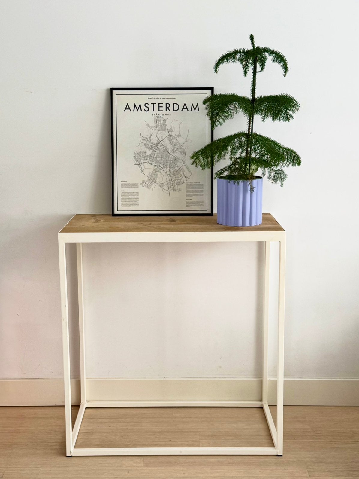 Hoog dressoir (wit met houten planken), Ophalen, Overige materialen, Gebruikt, 75 cm of meer