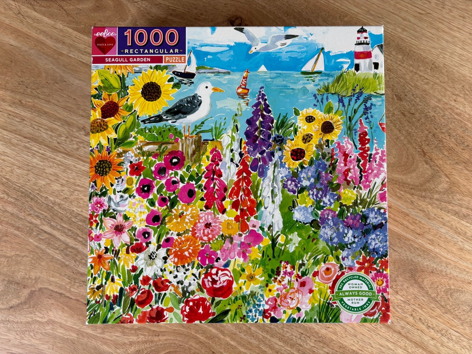 Eeboo puzzel: Seagull Garden, 1000 stukjes, Ophalen of Verzenden, 500 t/m 1500 stukjes, Gebruikt, Legpuzzel