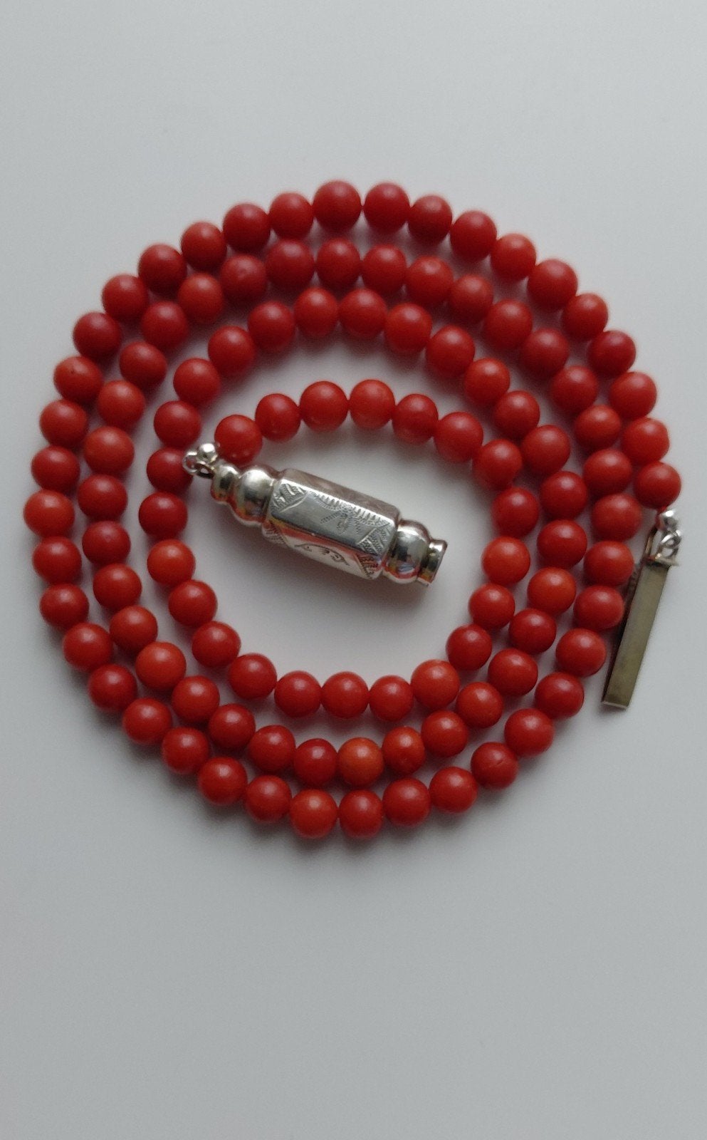 bloedkoraal,zilv.staafslot 60 cm, Verzenden, Zilver, Ketting