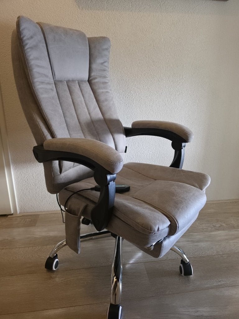 2x Ergonomische Bureaustoel met Massage en Voetensteun, Ophalen, Zo goed als nieuw, Grijs, Bureaustoel