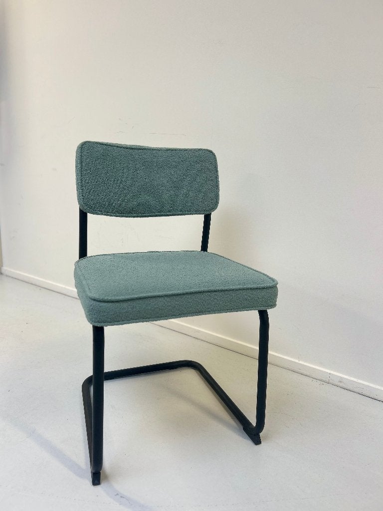 Sledestoelen bouclé saliegroen - 8 stuks, Huis en Inrichting, Ophalen, Gebruikt, Overige kleuren, Kunststof