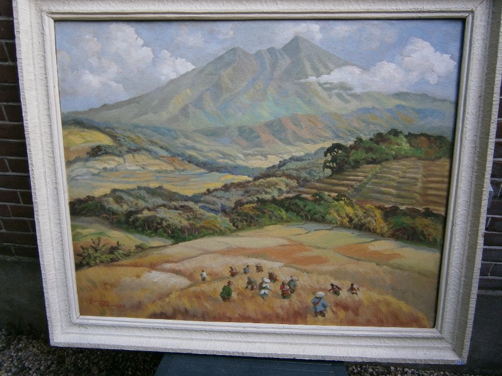 Abdullah Soedjono, Indonesië, Sudjono, Gunung Salak, Bogor, Antiek en Kunst, Doek, Impressionistisch, Ophalen of Verzenden, Gesigneerd