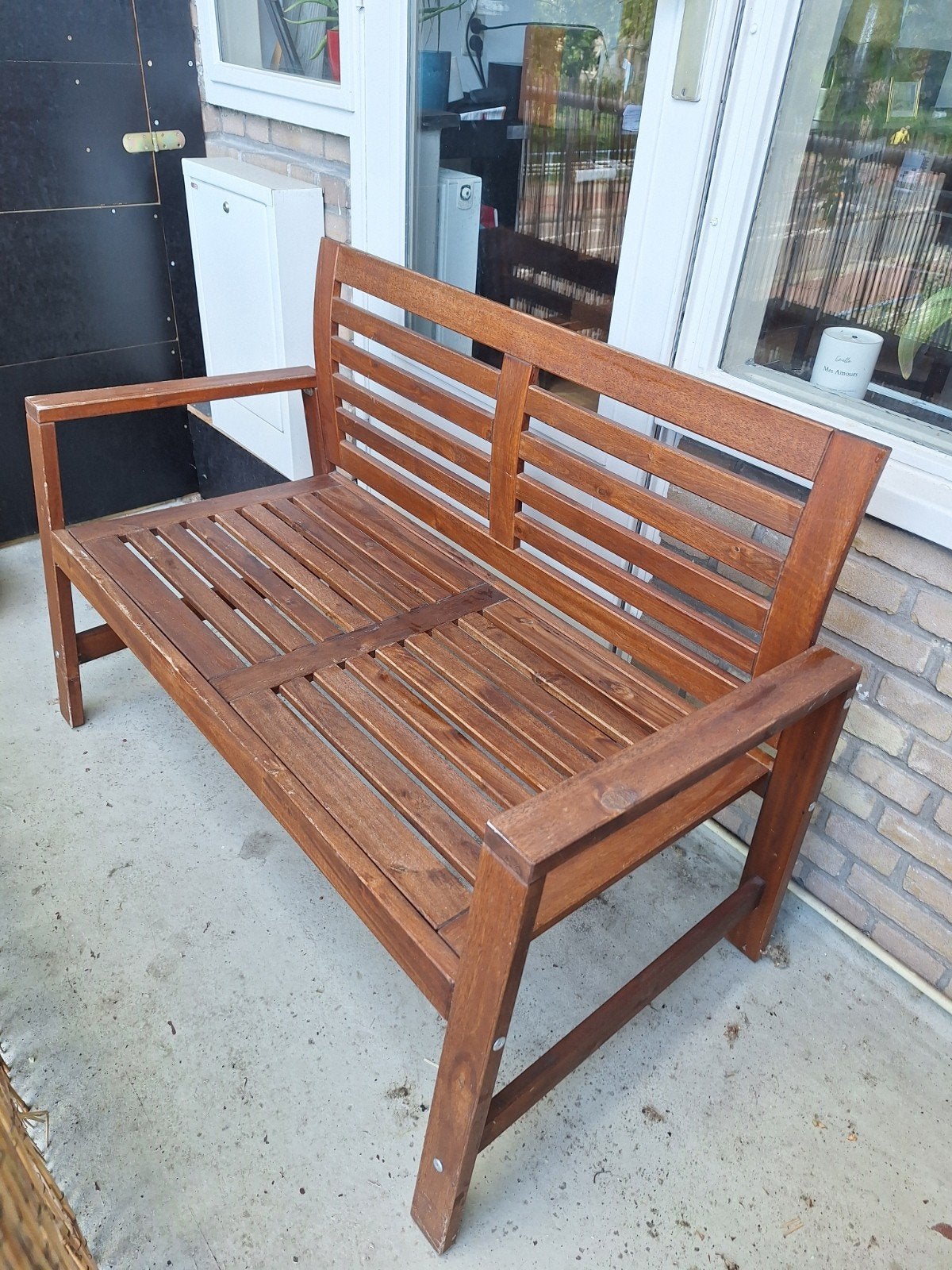 Balkon bank, Ophalen, Gebruikt, Hout