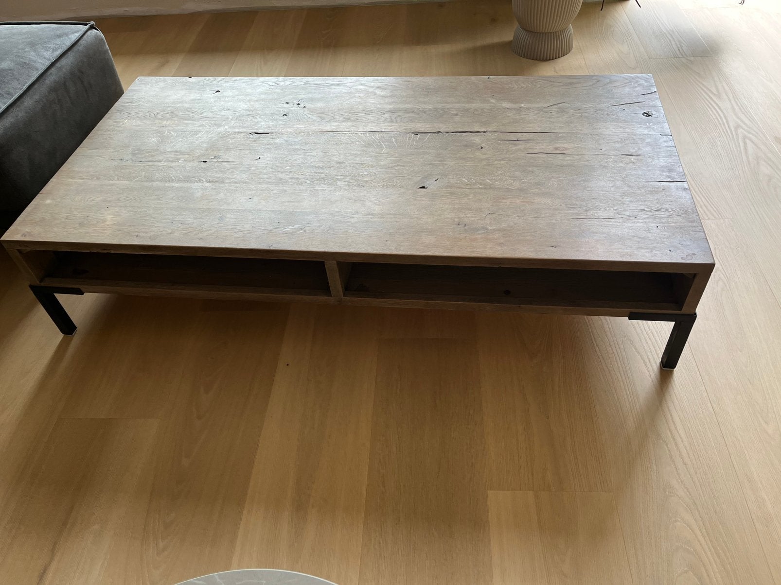 Salontafel massief hout, Ophalen, Gebruikt, 100 tot 150 cm, 50 tot 100 cm