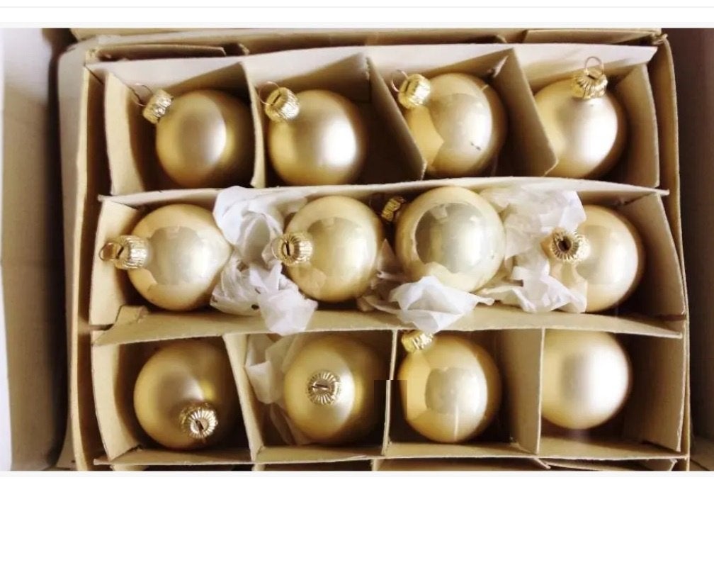 Kerstballen kerstdecoratie Geel Goud kleur Retro Vintage, Diversen, Ophalen of Verzenden