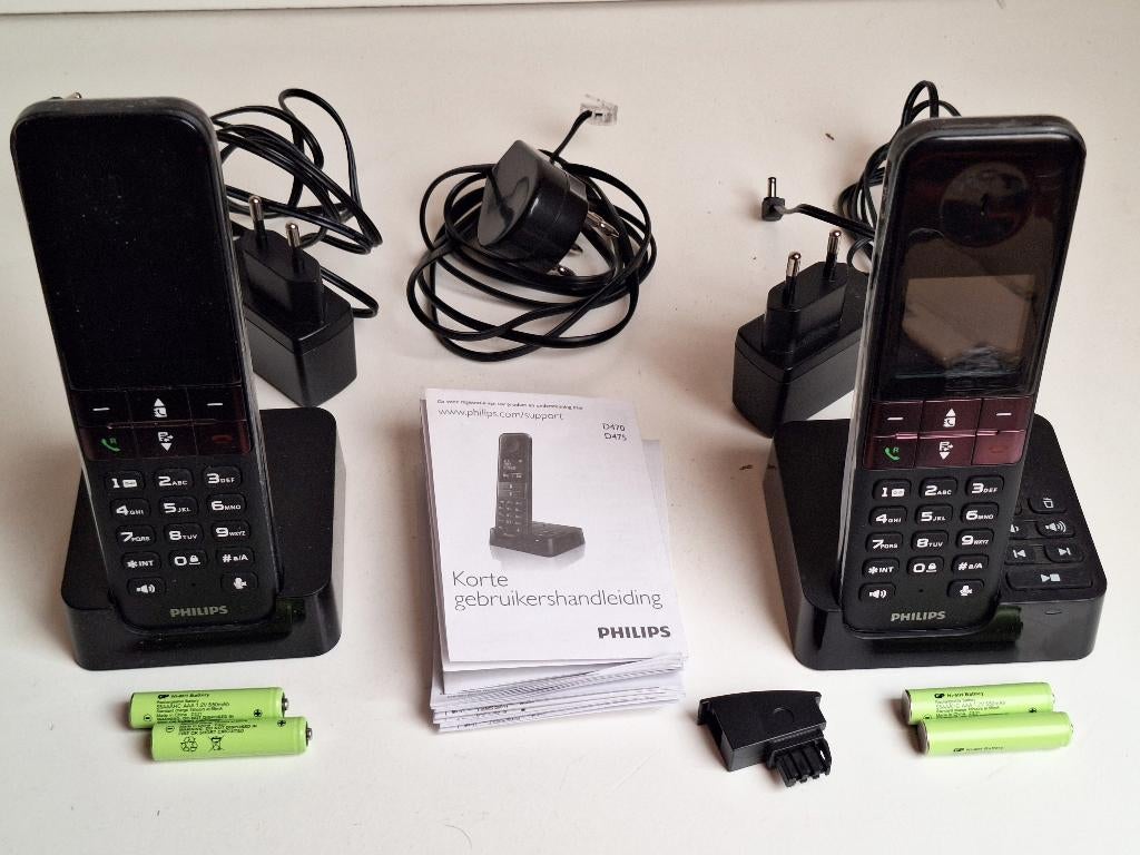 Philips D475 draadloze telefoonset met antwoordapparaat, Ophalen of Verzenden, Zo goed als nieuw, 2 handsets