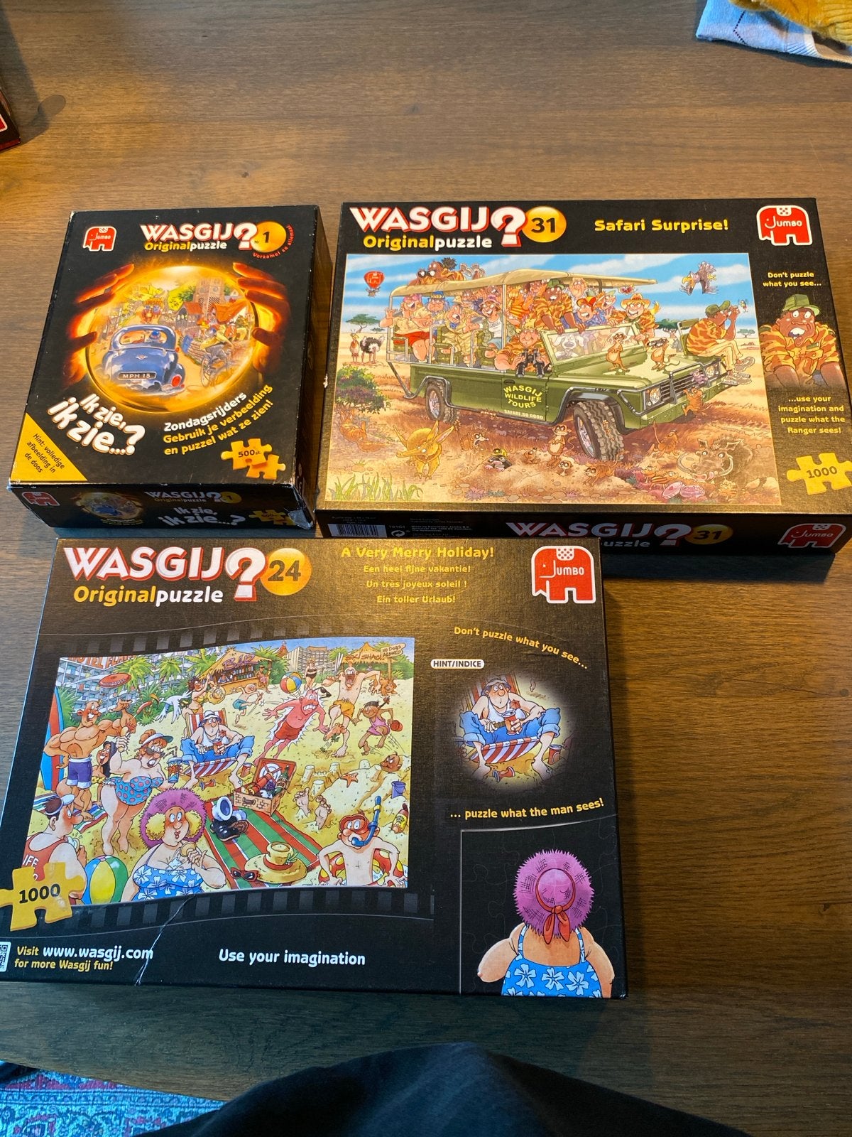 Wasgij Original Puzzels nr 1 - 24 - 31, Ophalen of Verzenden, 500 t/m 1500 stukjes, Zo goed als nieuw, Legpuzzel