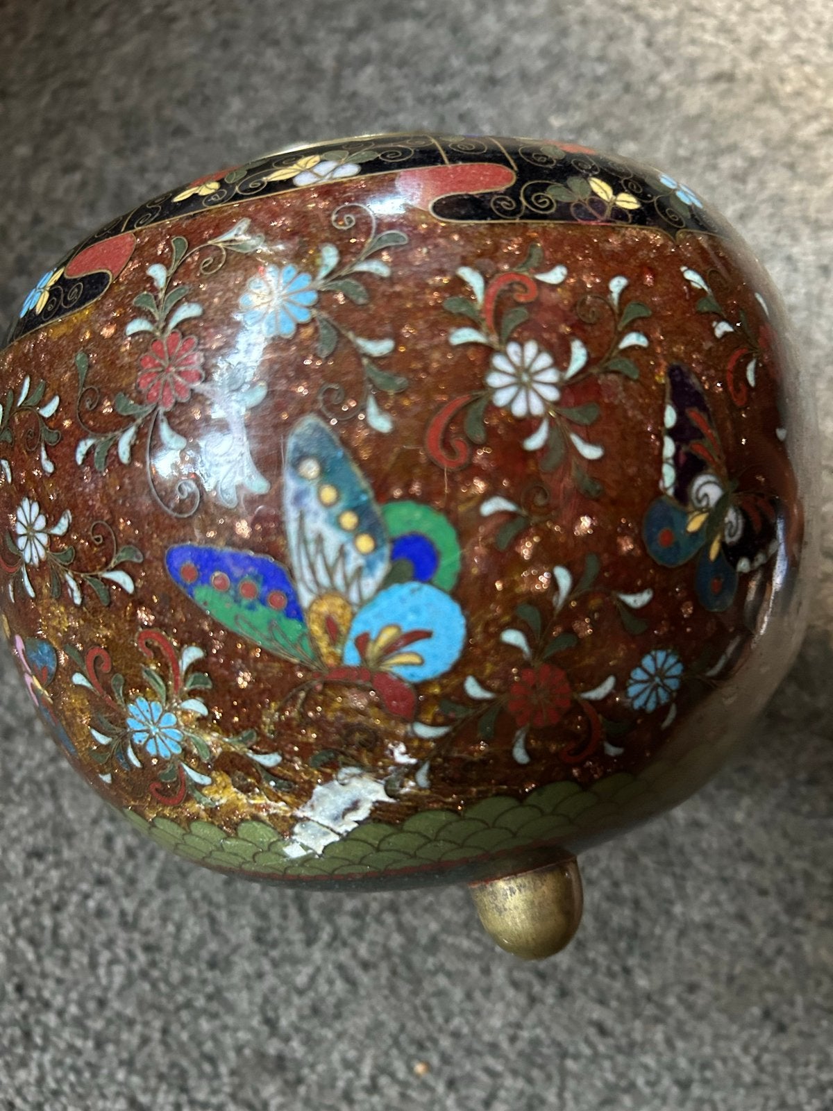 Cloisonné Gemberpot met Goudspikkels - Kleine Beschadiging, Antiek en Kunst, Ophalen of Verzenden