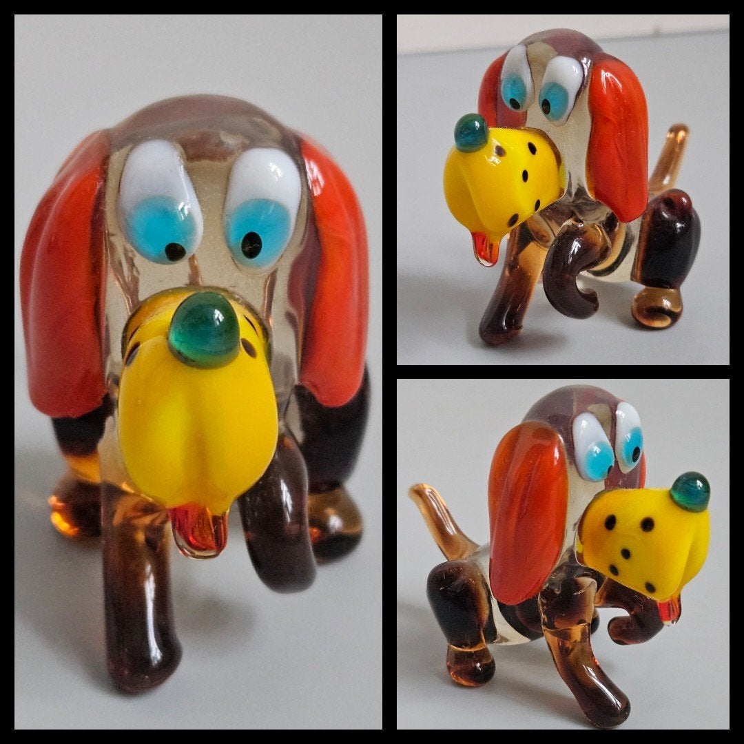 Murano stijl glazen sculptuur van een hond, puntgaaf, Antiek en Kunst, Antiek | Glas en Kristal, Ophalen of Verzenden