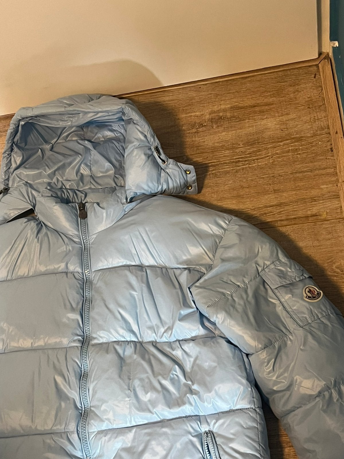 Moncler Maya, Kleding | Heren, Jassen | Winter, Zo goed als nieuw, Maat 56/58 (XL), Blauw, Ophalen of Verzenden
