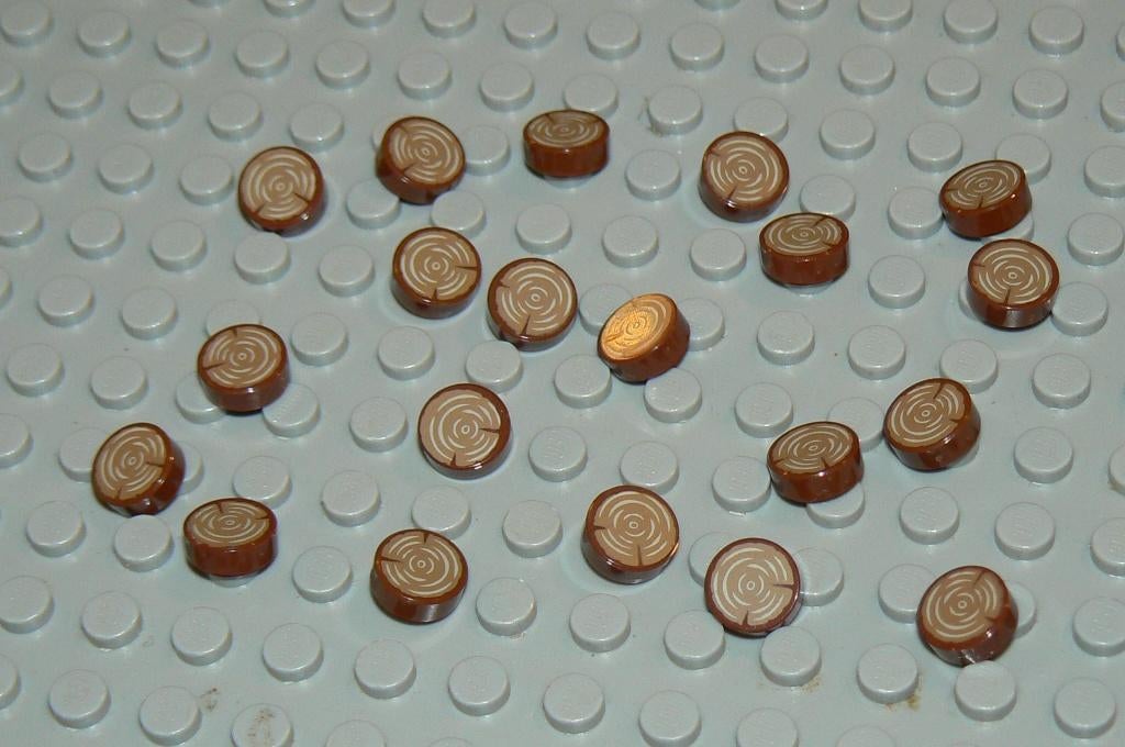 L1027 Tegels 1x1 rond roodbruin met houtnerf 20 st., Ophalen of Verzenden, Nieuw, Losse stenen, Lego