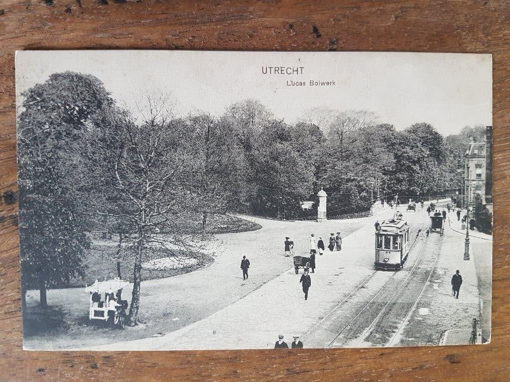 Ansichtkaart Utrecht Lucas Bolwerk TRAM TAX-zegel Ijskar, Ophalen of Verzenden, Voor 1920, Gelopen, Utrecht