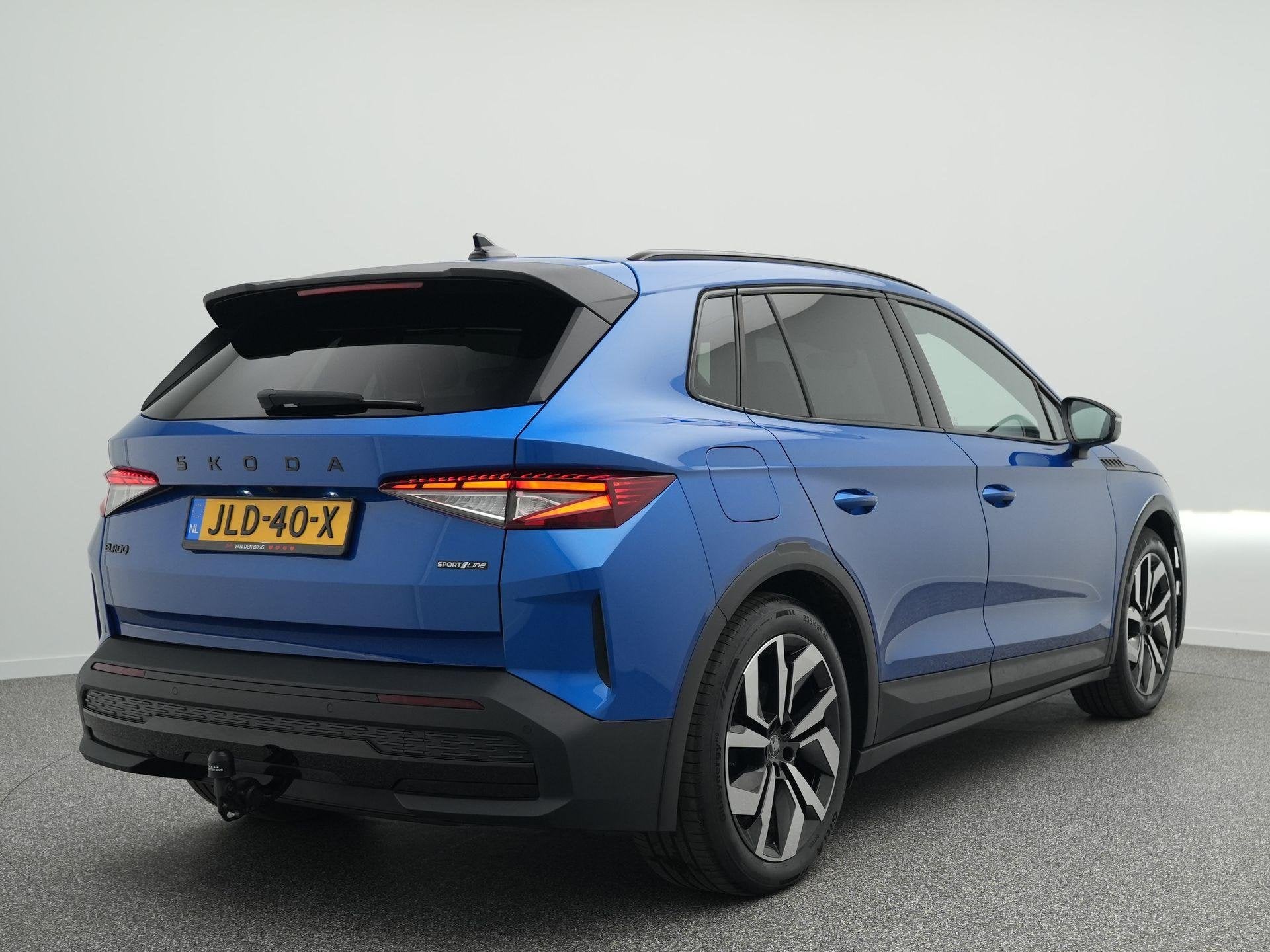 Skoda Elroq 85 Sportline 286pk | SoH 100% | Trekhaak | Matri, Auto's, Achterwielaandrijving, Gebruikt, 82 kWh, Blauw